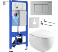 Унитаз подвесной Roxen Egg в комплекте с инсталляцией StounFix Dual Fresh 6 в 1 968442 кнопка: сатин