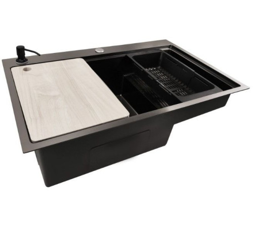 Кухонная мойка Stellar S7550NB-TU-L нано черный, с доской