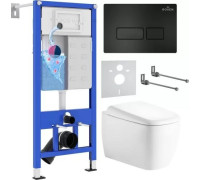 Унитаз подвесной Roxen Martin в комплекте с инсталляцией StounFix Dual Fresh 6 в 1 968501 кнопка: черный