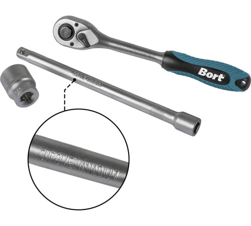 Набор трещотка с головками Bort BTK-33 33 предмета