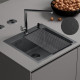 Кухонная мойка Roxen Snake 560220-45-BS PVD графит/текстурная поверхность с ролл-матом и дозатором