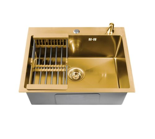 Кухонная мойка Aquaforta 600*500, коландер, дозатор GOLD DECOR