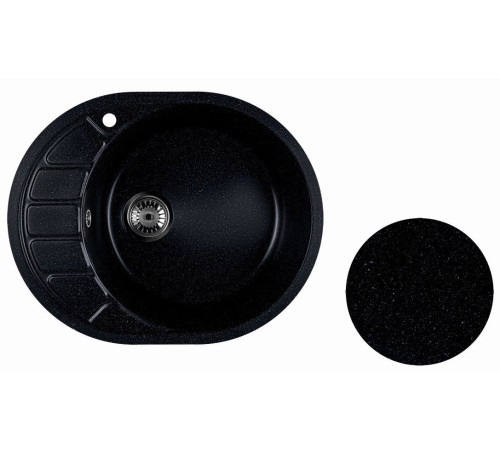 Кухонная мойка Marblan Ovata R черный,с сифоном