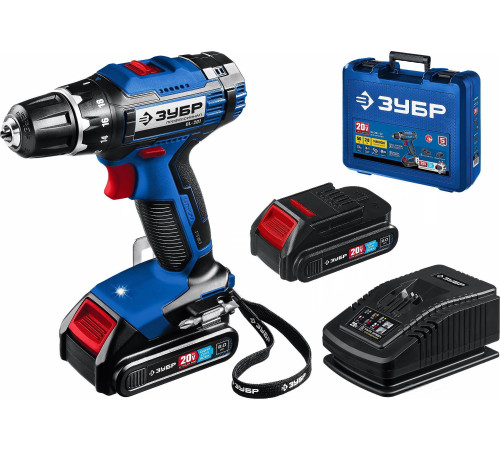 Дрель-шуруповерт Зубр Профессионал DL-201-22 с 2-мя АКБ 2 Ач, кейс