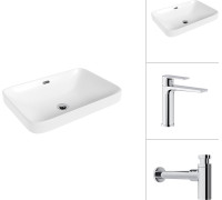 Умывальник Lauter 21441B + Reef 21CK678C с сифоном 21635CH хром