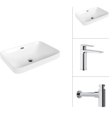 Умывальник Lauter 21441B + Reef 21CK678C с сифоном 21635CH хром