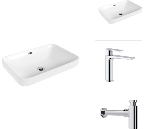 Умывальник Lauter 21441B + Reef 21CK678C с сифоном 21635CH хром