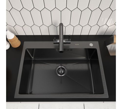 Кухонная мойка ARFEKA ECO AR 700*500 BLACK PVD NANO DECOR MILLET GRAINS