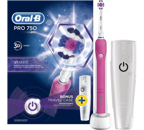 Электрическая зубная щетка Oral-B Pro 750 3DWhite D16.513.UX розовый