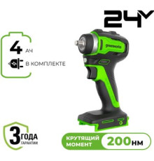Гайковерт Greenworks G24IW200 3803607CUB с 1-им АКБ