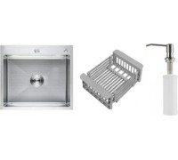 Кухонная мойка Schtoff Best Premium Silver 5550 + коландер KR-1 GREY + дозатор SD-1 SILVER