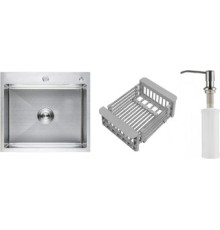 Кухонная мойка Schtoff Best Premium Silver 5550 + коландер KR-1 GREY + дозатор SD-1 SILVER