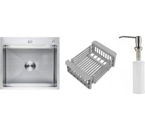 Кухонная мойка Schtoff Best Premium Silver 5550 + коландер KR-1 GREY + дозатор SD-1 SILVER