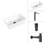 Умывальник Lauter 21674A + Reef 21CK8678BS + сифон 21635B + дон.клапан 21190B черный матовый