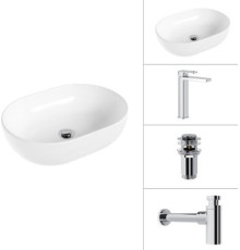 Умывальник Lauter 21836A + Cascade 21СК0655C + сифон 21635CH + дон.клапан 21190CH хром