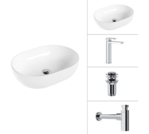 Умывальник Lauter 21836A + Cascade 21СК0655C + сифон 21635CH + дон.клапан 21190CH хром