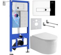 Унитаз подвесной Roxen Royal Matt в комплекте с инсталляцией StounFix Dual Fresh 6 в 1 968213 кнопка: хром глянцевый