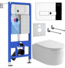 Унитаз подвесной Roxen Royal Matt в комплекте с инсталляцией StounFix Dual Fresh 6 в 1 968213 кнопка: хром глянцевый