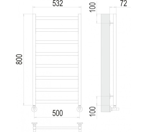 Полотенцесушитель TERMINUS Аврора П8 500x800 золото