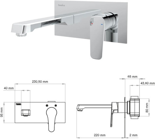Смеситель Teska Quasar Pro E5106 хром