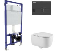 Унитаз подвесной Berges Wasserhaus Tornas Rimless + Visam Slim 525 EX-043411 с кнопкой, с сиденьем