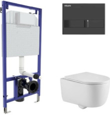 Унитаз подвесной Berges Wasserhaus Tornas Rimless + Visam Slim 525 EX-043411 с кнопкой, с сиденьем