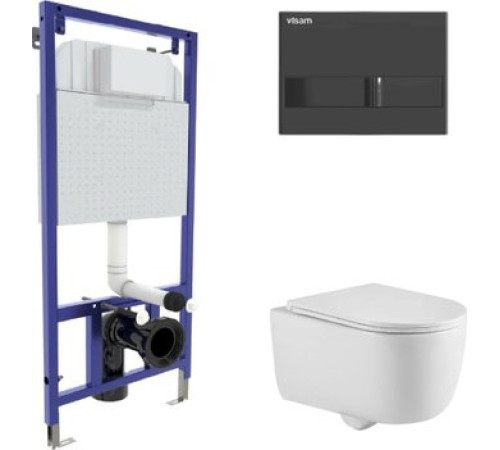 Унитаз подвесной Berges Wasserhaus Tornas Rimless + Visam Slim 525 EX-043411 с кнопкой, с сиденьем