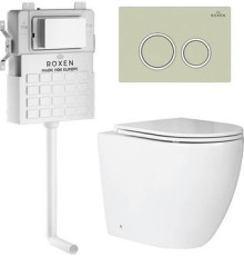 Унитаз приставной Roxen Antares в комплекте с инсталляцией Attach 5 в 1 966911 кнопка: пастель бежевый