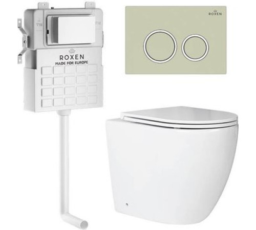 Унитаз приставной Roxen Antares в комплекте с инсталляцией Attach 5 в 1 966911 кнопка: пастель бежевый