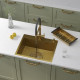 Кухонная мойка Roxen Snake 560220-60-GS PVD Gold золотая/текстурная с коландером и дозатором