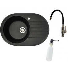 Кухонная мойка БелЭворс Rondo L + смеситель W74004-2 + дозатор L405F черный