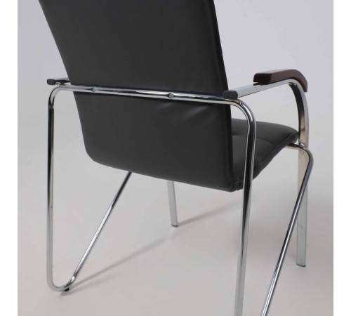 Офисный стул AksHome Samba Aks-1 Pegasso темно-серый/подлокотники дерево темное