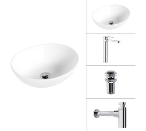 Умывальник Lauter 21652 + Moon 21СK81691C + сифон 21635CH + дон.клапан 21190CH хром