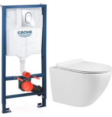 Унитаз подвесной Grado GD-W203T + GROHE Rapid SL 39504000 с кнопкой смыва