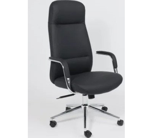 Офисное кресло AksHome Elema черная экокожа/хромированный металл