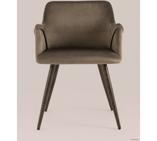 Стул с подлокотниками Stool Group Монарх велюр, коричневый