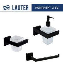 Набор аксессуаров для ванной Lauter 21SH71062 + 21SH71092 + 21SH71072 Matt Black, 3 предмета