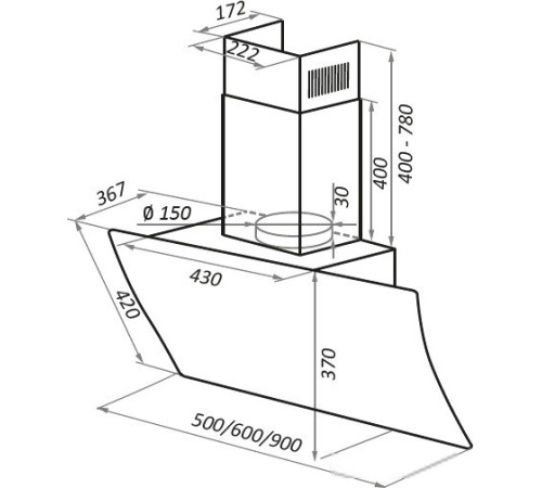 Кухонная вытяжка MAUNFELD Sky Star Chef 90 белый