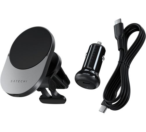 Держатель для смартфона Satechi Qi2 Wireless Car Charger 15W серый космос