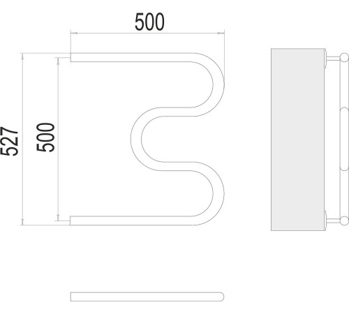 Полотенцесушитель TERMINUS М-образный 3/4 500x500 боковое подключение, хром