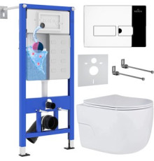 Унитаз подвесной Roxen Porto One Rimless 6 в 1 StounFix Dual Fresh 593355 кнопка: хром