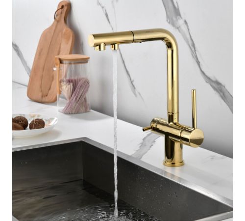 Смеситель Paulmark Serpentine SE213222-G золото