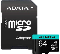 Карта памяти A-Data Premier Pro AUSDX64GUI3V30SA2-RA1 microSDXC 64GB с адаптером