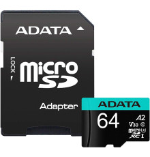 Карта памяти A-Data Premier Pro AUSDX64GUI3V30SA2-RA1 microSDXC 64GB с адаптером