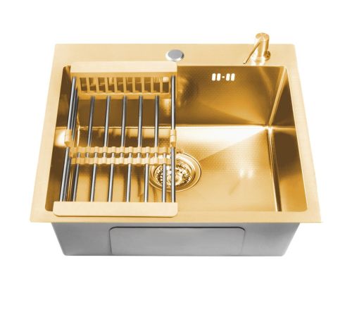 Кухонная мойка Aquaforta 550*500, коландер, дозатор GOLD DECOR