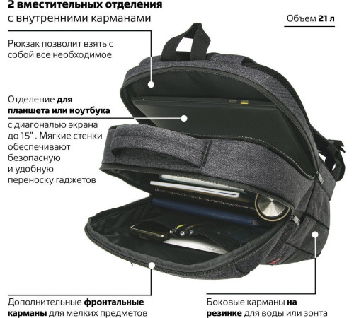 Городской рюкзак BRAUBERG Urban 229895 темно-серый