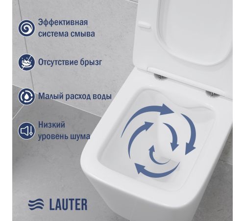 Унитаз подвесной Lauter Square 214903 + GROHE Rapid SL 38721001 + GROHE 37131000 овальная, хром