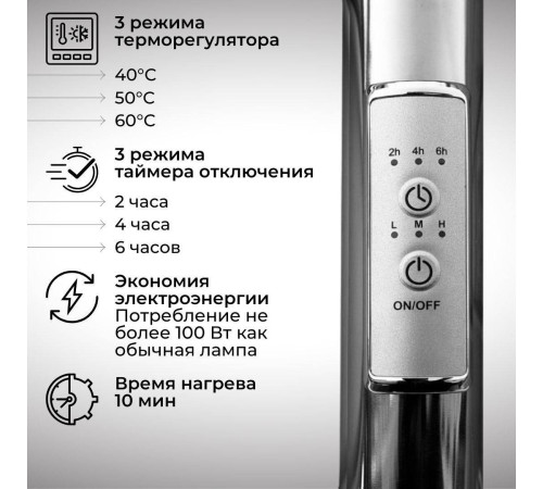 Полотенцесушитель Маргроид Ferrum Cook СНШ профильный 18*40 Черный матовый, скрытого монтажа, таймер слева