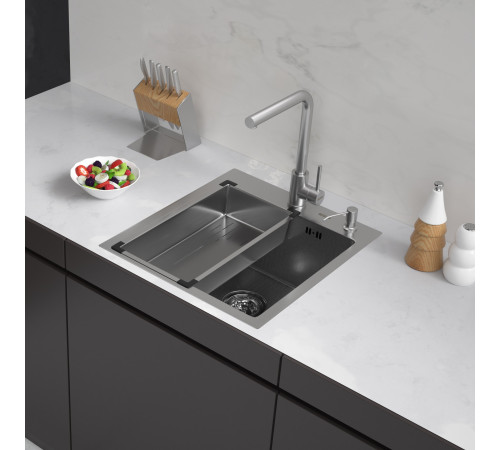 Кухонная мойка ARFEKA Eco AR мойка 450*500, коландер G, дозатор Satin Decor Millet