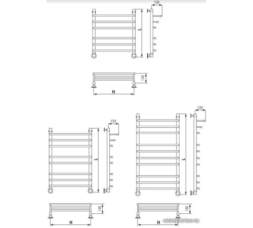 Полотенцесушитель Luxon F Ultra 120x50 нижнее подключение
